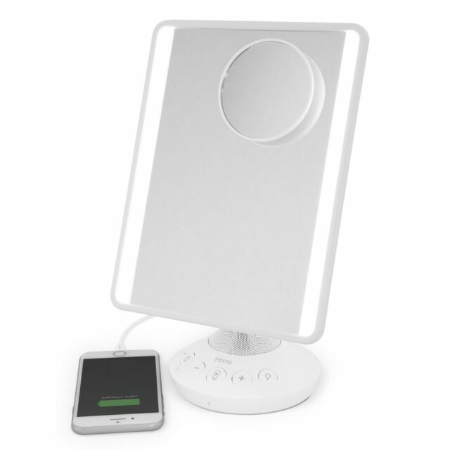 iHome ICVBT22W Adjustable Vanity Mirror with Bluetooth Audio and LED Lighting -…