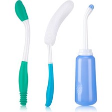 3 Pcs Extended Reach Comfort Kit Portable Bidet Body Brush and Toilet Aids