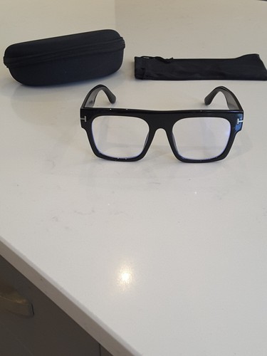 Shiny black optical anti blue rays designer Style Frames Square Eyewear - Picture 2 of 12