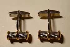 Vintage ZRC Cable Cigar Band Silver/Goldtone Cufflinks