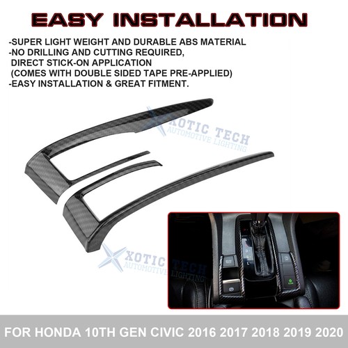 Carbon Fiber Interior Gear Shift Box Strip Cover Trim For Honda Civic 2016-2021 - Picture 3 of 12