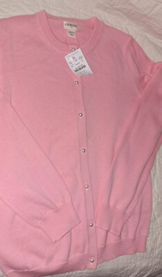 Girl's Crewcuts (J. Crew) Preppy Pink Sweater Pearl Type Buttons Cotton NEW 10