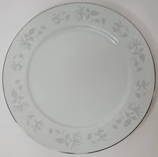Cameo Nichibo Japan 12.25" Serving Platter Floral with Platinum Trim White