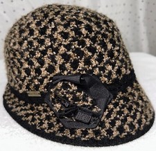 Hat Betmar Womens Bucket Cloche Black Brown Acrylic Blend One Size fits most