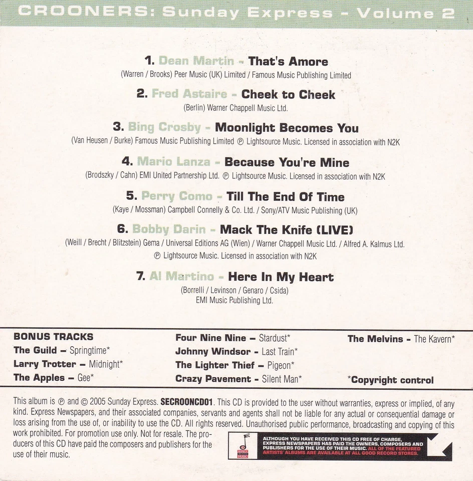 CROONERS ( DAILY EXPRESS Newspaper Double Album ) - Bild 4 von 4