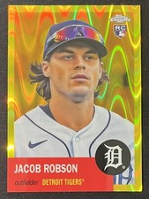 2022 Topps Chrome Platinum Jacob Robson Yellow Raywave Refractor #'d /250 Tigers