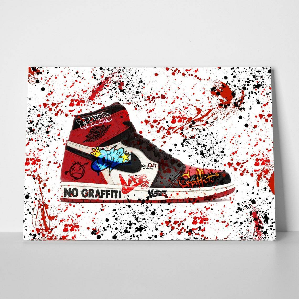 Nike Jordan 1 Shoe Hype Sneaker Graffiti Modern Painting Abstract Framed  Canvas