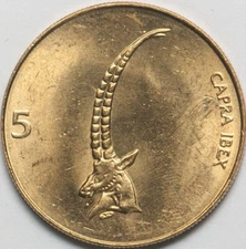 Slovenia 5 tolars 2000 Capra Ibex aUNC (#8177)