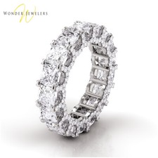 4ctw Cushion Diamond U-Shape Pave Set Eternity Band in Platinum G-H/VS2 