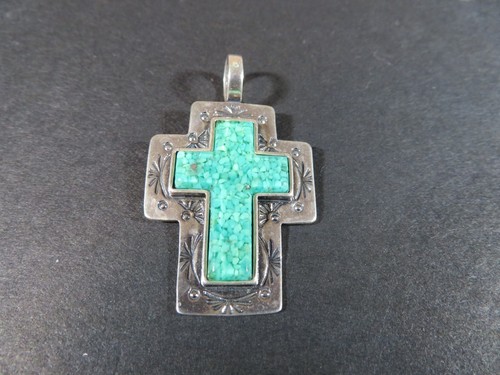 Carolyn Pollack 925 Sterling Silver Turquoise Cross Necklace with 16 inch Chain - Picture 5 of 11