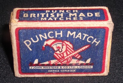 Punch Match~British made John Masters Co., empty Wooden Matchbox~Punch & Judy