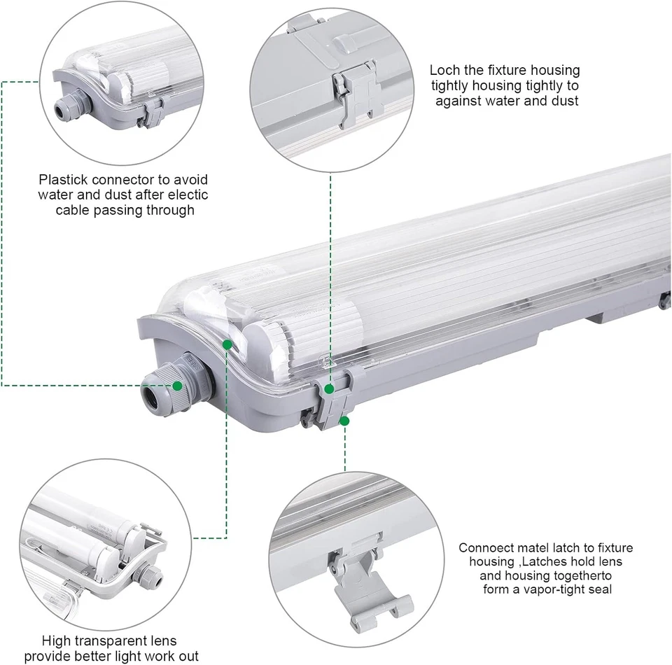 Plafoniera Stagna IP65 Led Plafoniere 150cm 120 cm 60 cm Soffitto Parete Garage - Immagine 4 di 4