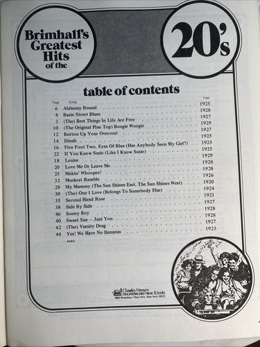 Brimhalls Greatest Hits of the 20s song book easy Piano 1920s Sheet Music Songs - Picture 2 of 12