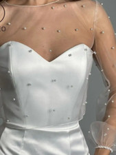 Pearl Beaded Tulle Blouse/Bridal separates/Bridal Topper/Bolero/Bridal Blouse