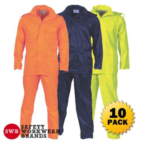 10 x DNC Workwear Mens Waterproof Rain Jacket Pants Set Bag Compact Travel 3708
