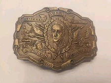 Vintage VIVA SIMON BOLIVAR Belt Buckle Minted Brass Montauk Silver Co. England
