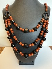 Multi-strand Natural Material , Tagua Nut and Wood Bohemian/Hippie Necklace