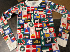 HANNA ANDERSSON CHRISTMAS PATCHWORK SANTA CANDY CANE PAJAMA TOP GIRLS 10