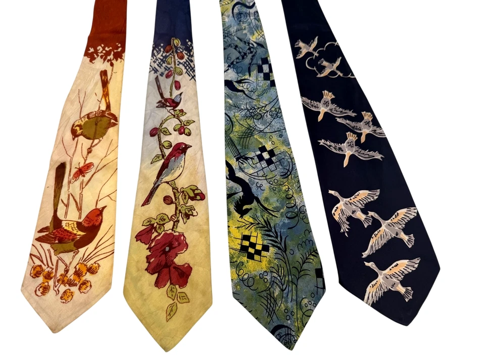 Lote de 22 corbatas vintage para hombre de la década de 1940 | Corbatas novedosas Swing Era Silk Rayon MCM Foto 3 de 4