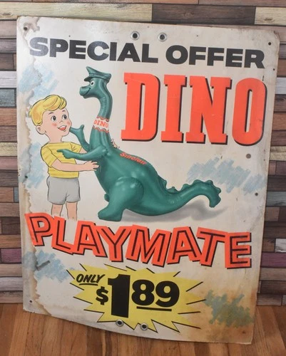 RARE Vintage Sinclair Motor Oil Gas Station Dino Playmate Advertising Sign