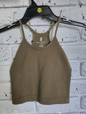 Free People Women's Movement Happiness Runs Ribbed Crop Tank Top Green XS/S