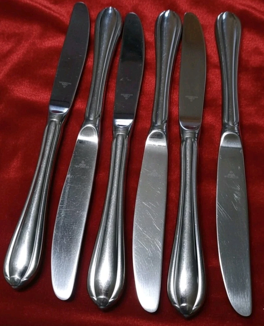 Vtg Gorham MELON BUD Stainless Dinner Knives Set 6 Non-Serrated Smooth Blade
Opens in a new window o
