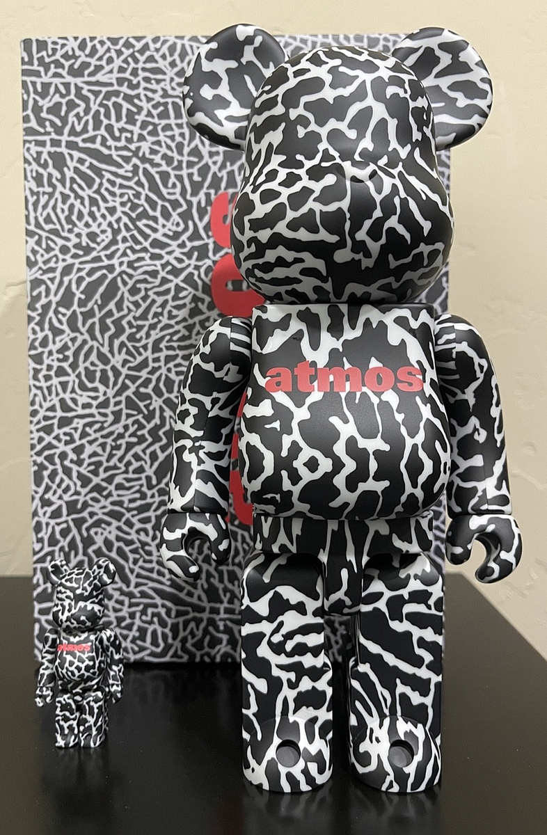 Bearbrick Medicom Atmos Reverse Elephant Black / Grey 400% + 100