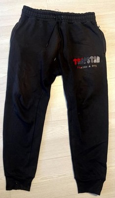 Trapstar Chenille Decoded Tracksuit Bottoms Mens L Black Fleece Lined Sweatpants