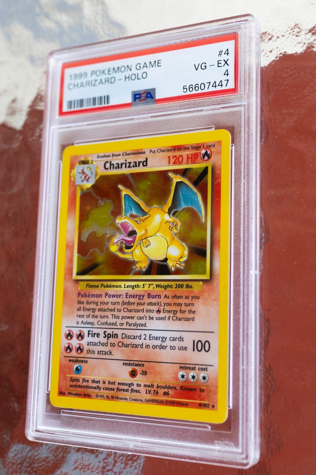 1999 POKEMON BASE SET UNLIMITED #4 CHARIZARD-HOLO PSA 4 - VG-EX view 5