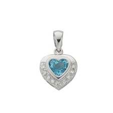 Image of 9ct White Gold Diamond 0.04ct Blue Topaz 0.90ct Pendant DPD0238/OR