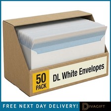 50 x WEISSE DL PAPIERUMSCHL&Auml;GE UNI SELBSTKLEBEND OHNE FENSTER B&Uuml;ROUMSCHLAG