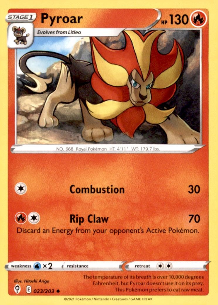 Pyroar 023/203 Uncommon Evolving Skies Pokemon Near Mint