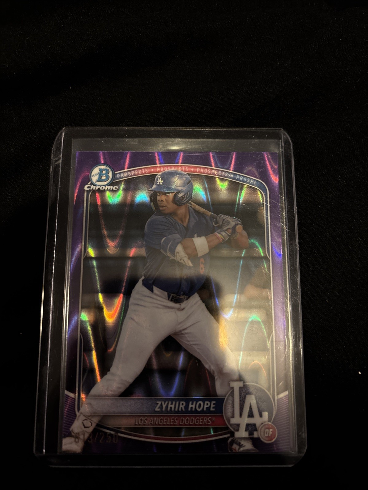 2025 Bowman - Chrome Prospects Zyhir Hope #BCP-2 Purple Refractor /250 (RC)