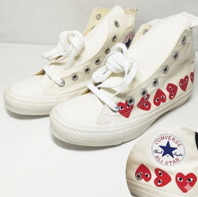 Converse x Comme des Garcons PLAY High Top Sneakers Off White 1CL123 US7