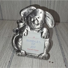 Vtg Pewter Puppy Photo Frame Mini Easle Picture Holder 2x3 Dog Whimsy Papel Gift