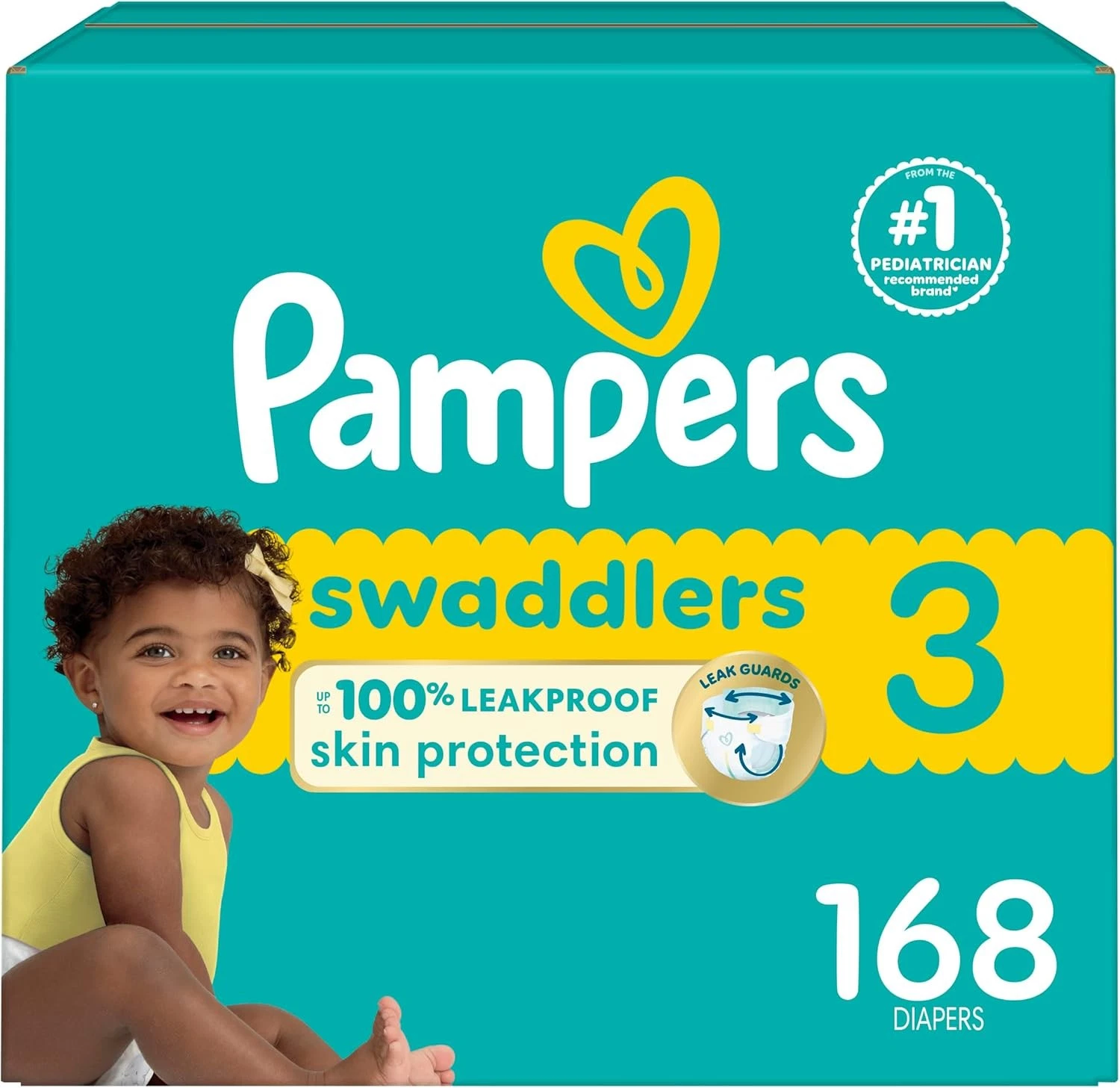 Pampers Baby Diapers - Swaddlers - Size 3, 168 Count, Ultra White