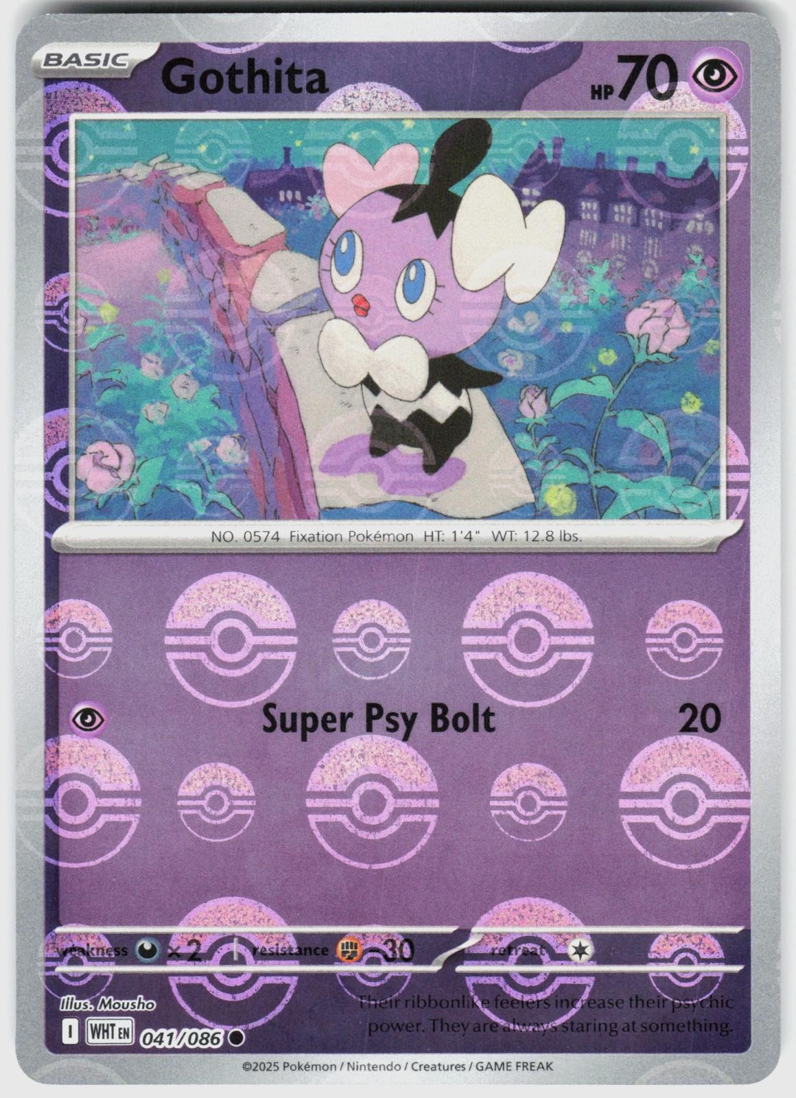 GOTHITA (POKE BALL PATTERN) 041/086 HOLO WHITE FLARE NM / B10-38