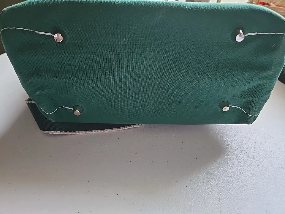 LL Bean Boat & Tote Beige/Verde Lona Doble Asas Hecho en EE. UU. Símbolo OOM Mini  Foto 4 de 4