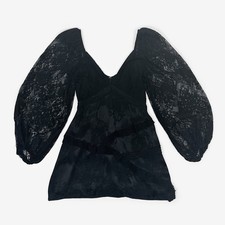 For Love & Lemons Gisela Mini Dress Size M Black Lace Dark Romantic Whimsygoth