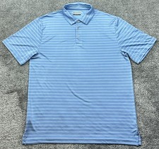 PGA TOUR Polo Shirt Mens Large Blue White Striped Golf Performance Short Sleeve