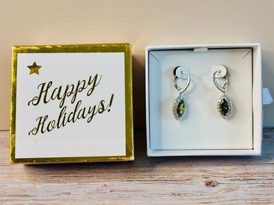 Neu mit Karton RBP2741 Peridot CZ auf 0,925 Sterlingsilber Ohrringe Ohrhänger. Olivgrün
