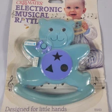 Baby Animal Rattle Toy Cribmates Blue Teddy Bear  Model 8949  Vintage New Sealed