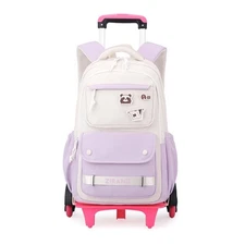 Trolley Backpack for Girls Middle Kids School Bags with Wheels Rolling School...