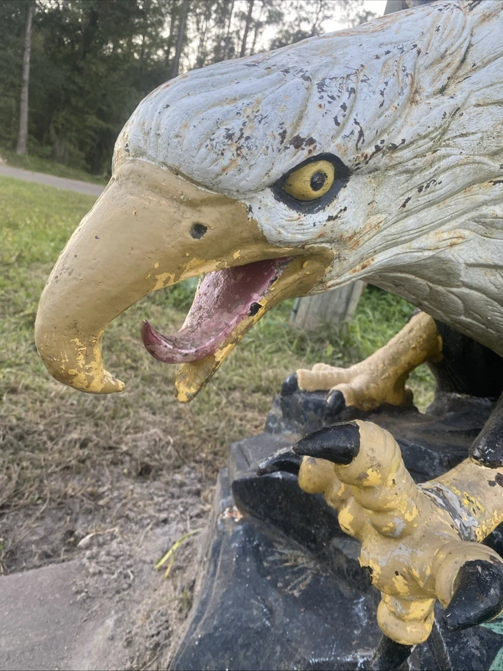 LETRERO GRANDE DE ÁGUILA DE HIERRO FUNDIDO DE 6,7"" PATIO EXTERIOR ARTE ESTATUA ESCULTURA GASOIL Foto 4 de 4