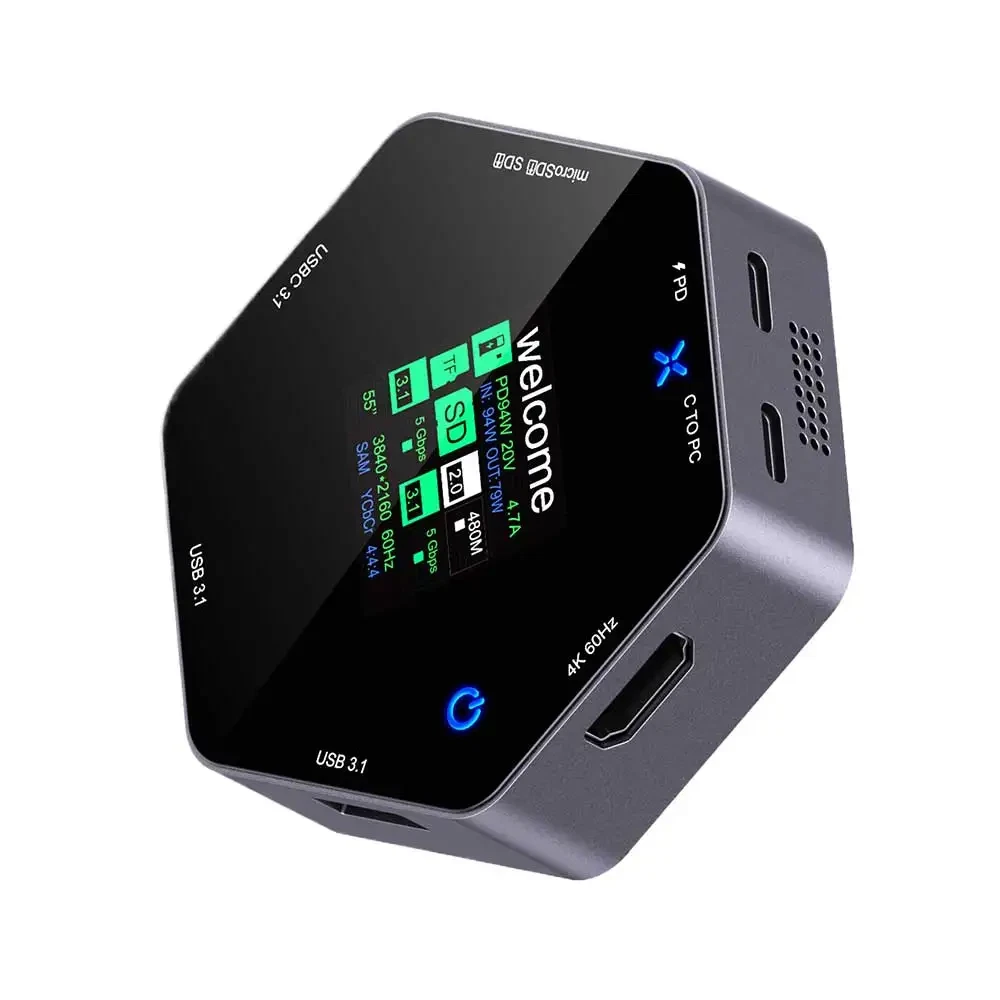 USB HUB Docking Station Type-C Smart Display 4K 60 Hdtv 8 in 1 Multi Port