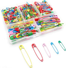 Assorted Safety Pins, 350 Pcs Colored, 5 Sizes, Assorted Color with Storage Box