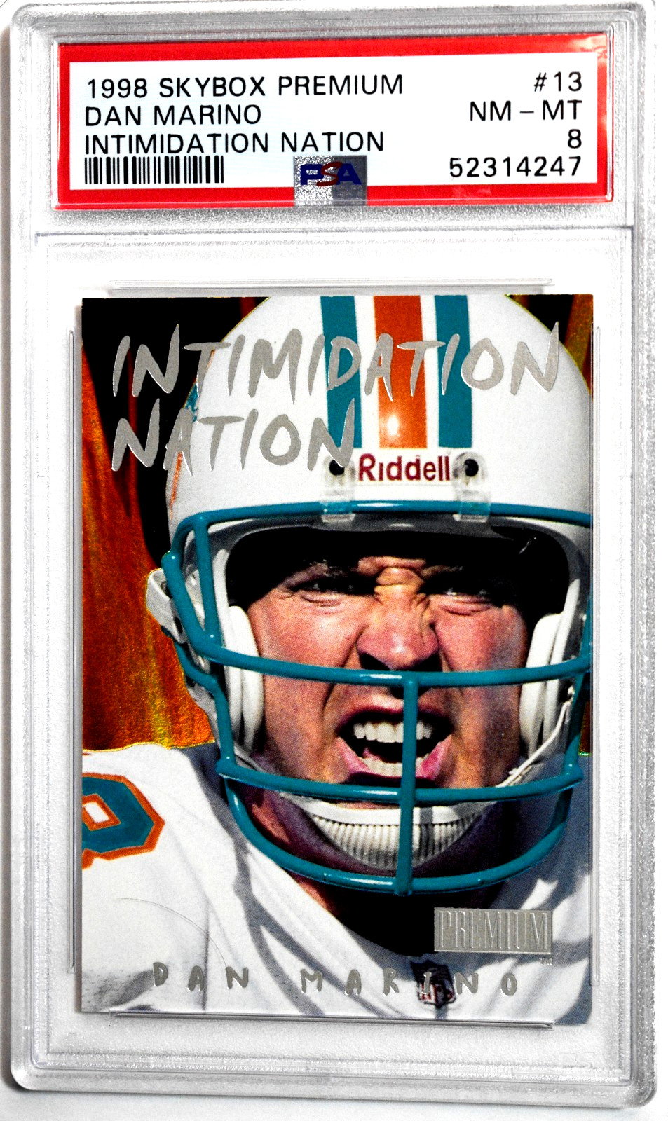 1998 Skybox Premium #13 Dan Marino Intimidation Nation SSP PSA 8 NM-Mt