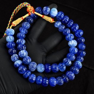 Round Shape Carved Blue Sapphire 702.00 Cts Beaded Jewelery Necklace RK 56 E704