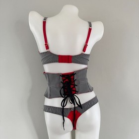 AGENT PROVOCATEUR Tweed Set THORA Pin-Up Bra Garter Belt WASPIE 34C M L 3 4 y2k