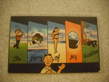 The Story of My Vacation!  Linen Postcard by ...